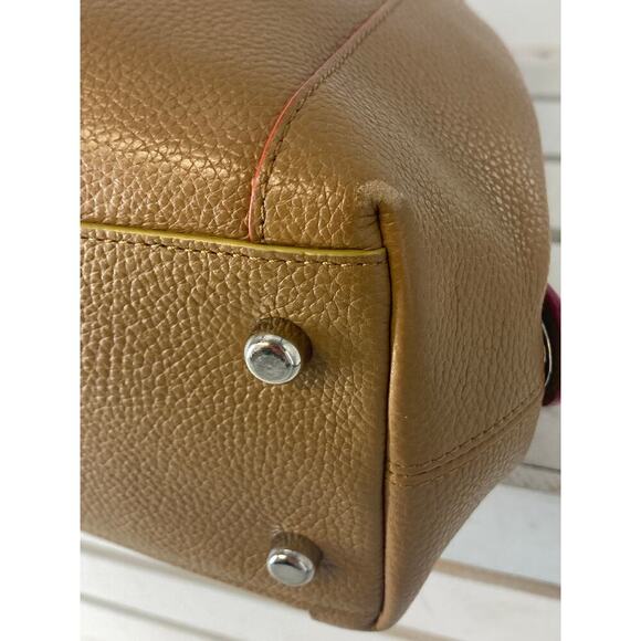 COACH 37721 LARGE BROWN, PINK PEBBLED LEATHER SHOULDER BAG - Picture 9 of 16